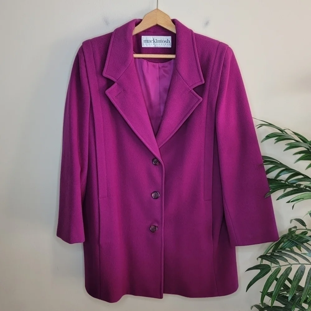 Vintage Mackintosh of New England Magenta Wool Button Front Coat